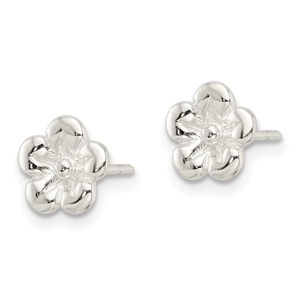 Sterlingsilber Poliert Blume Ohrstecker
