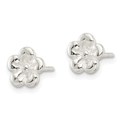 Sterlingsilber Poliert Blume Ohrstecker