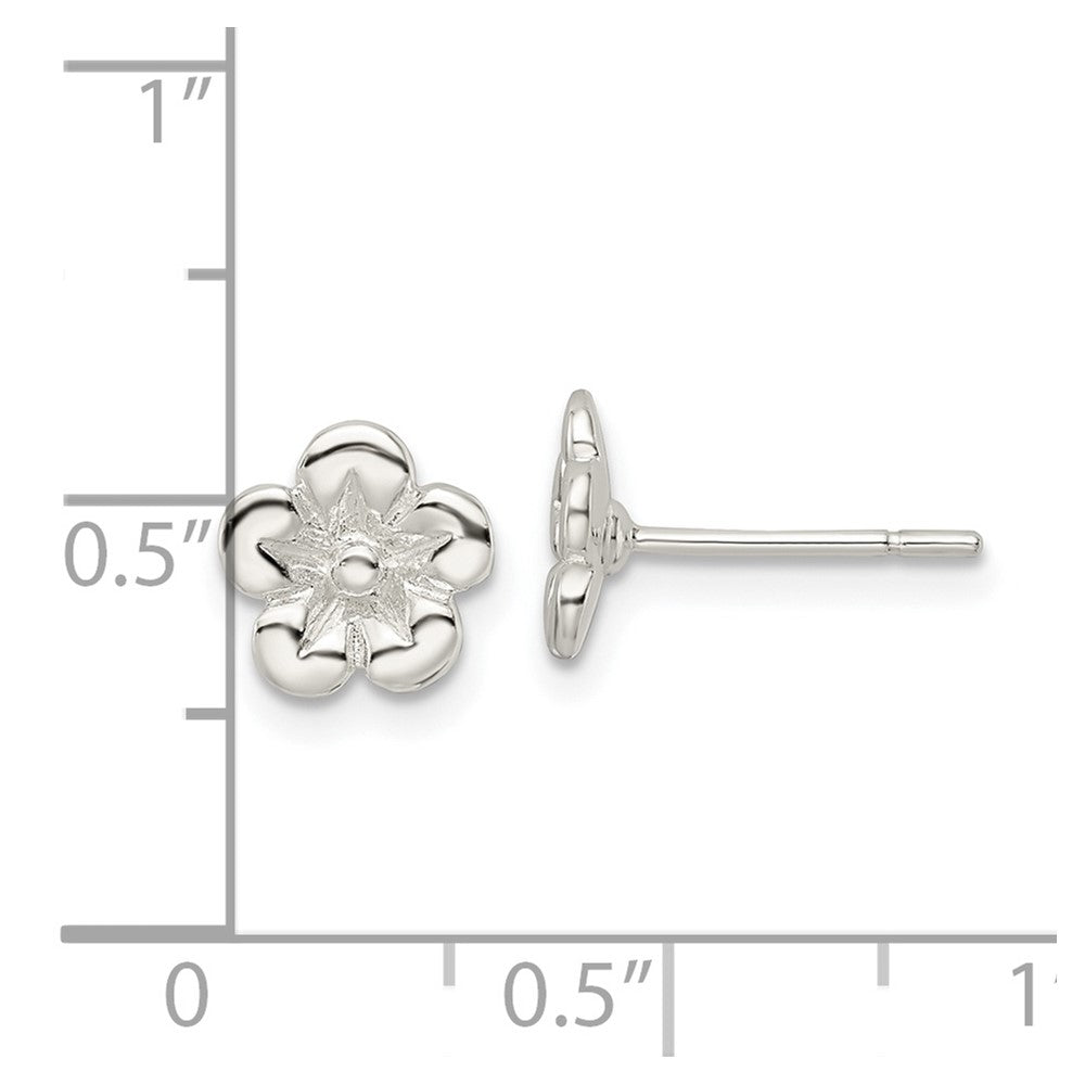 Sterlingsilber Poliert Blume Ohrstecker