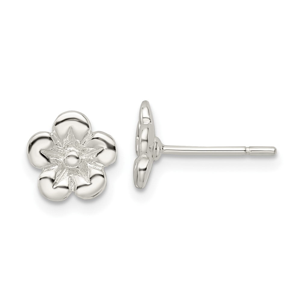 Sterlingsilber Poliert Blume Ohrstecker