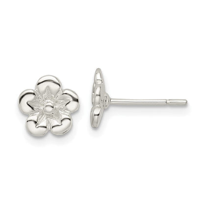 Sterlingsilber Poliert Blume Ohrstecker