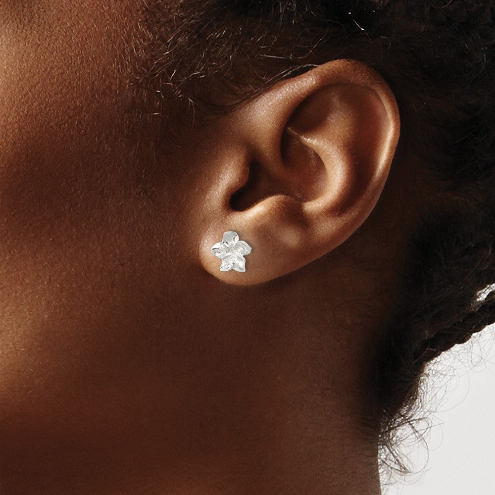 Sterlingsilber Poliert Plumeria Ohrstecker