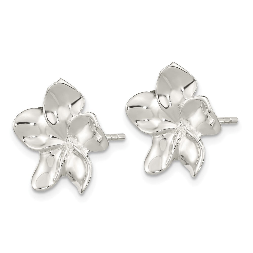 Sterlingsilber Poliert Blume Ohrstecker