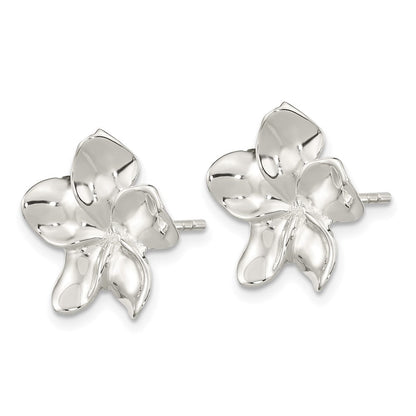 Sterlingsilber Poliert Blume Ohrstecker