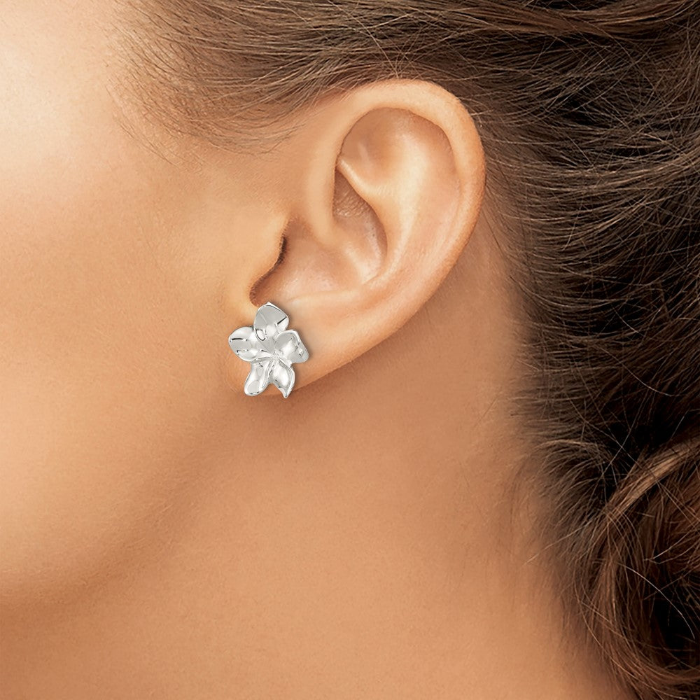 Sterlingsilber Poliert Blume Ohrstecker