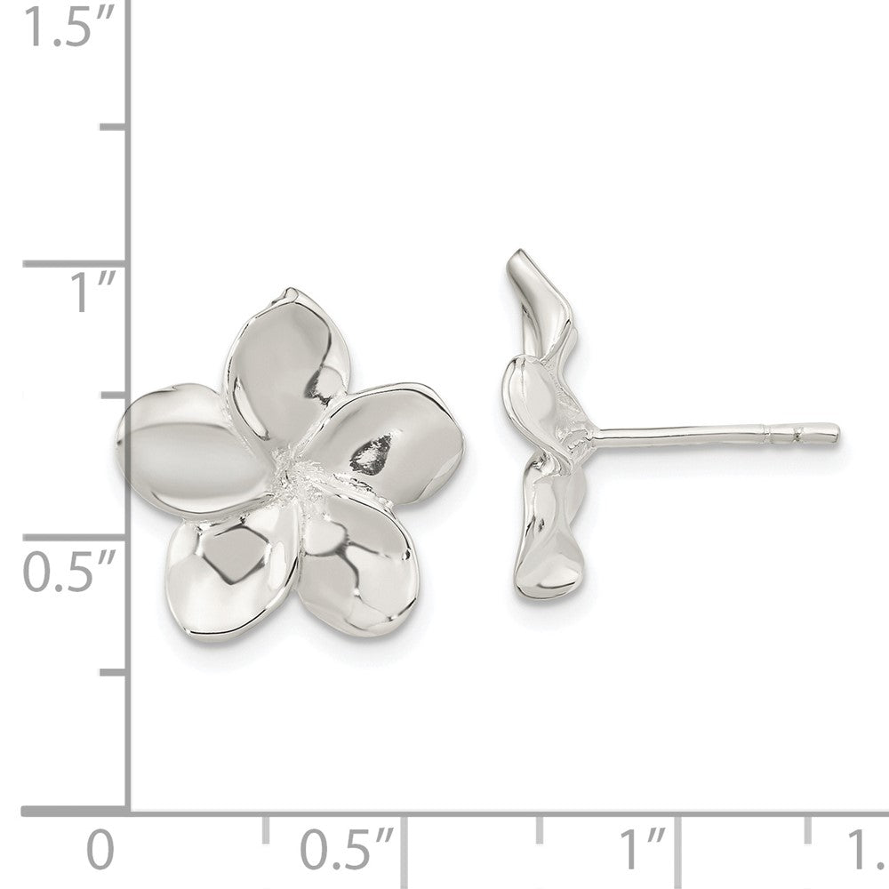 Sterlingsilber Poliert Blume Ohrstecker