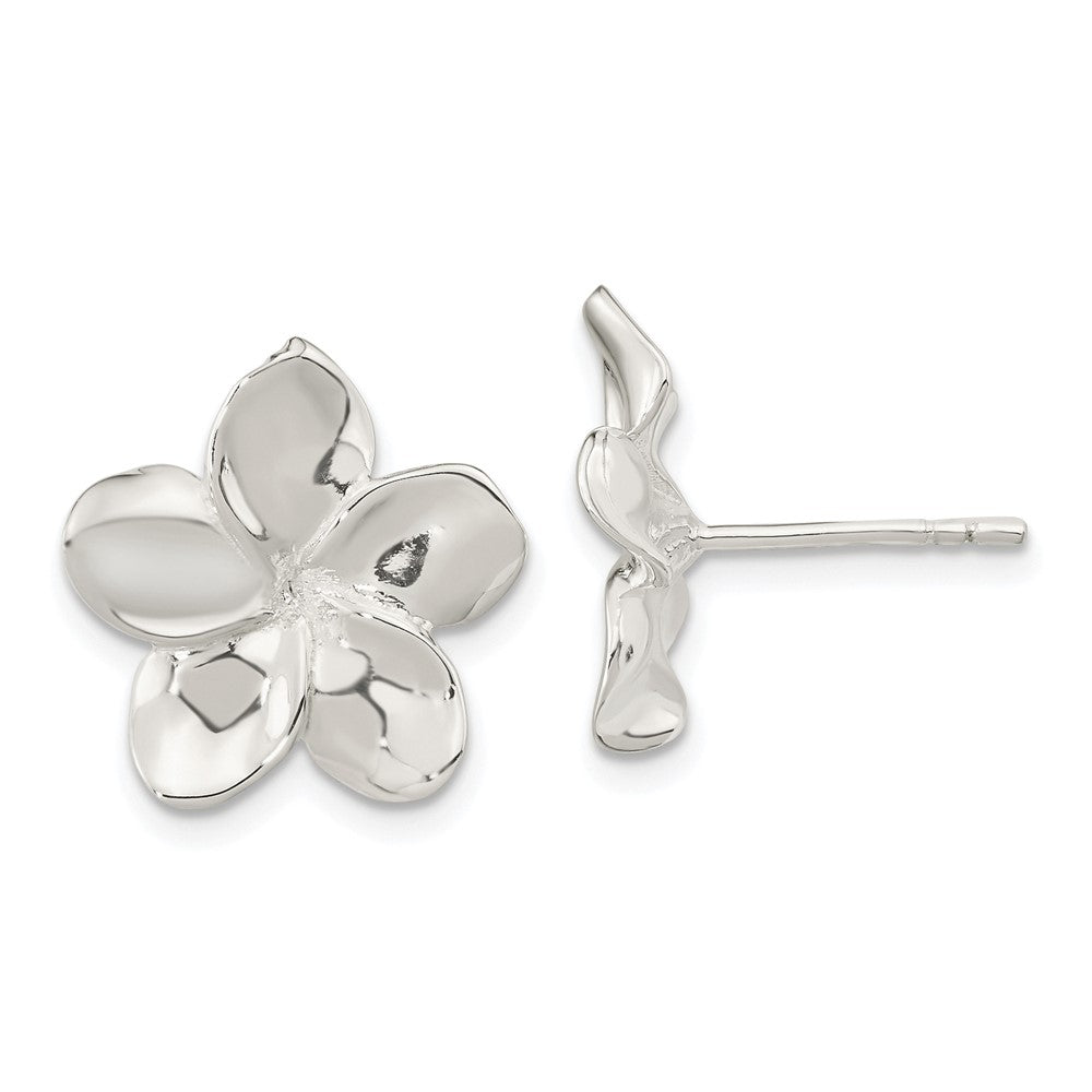 Sterlingsilber Poliert Blume Ohrstecker