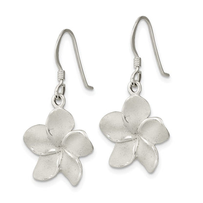 Sterlingsilber Lasergraviert & Poliert Plumeria Shephard Haken Ohrringe