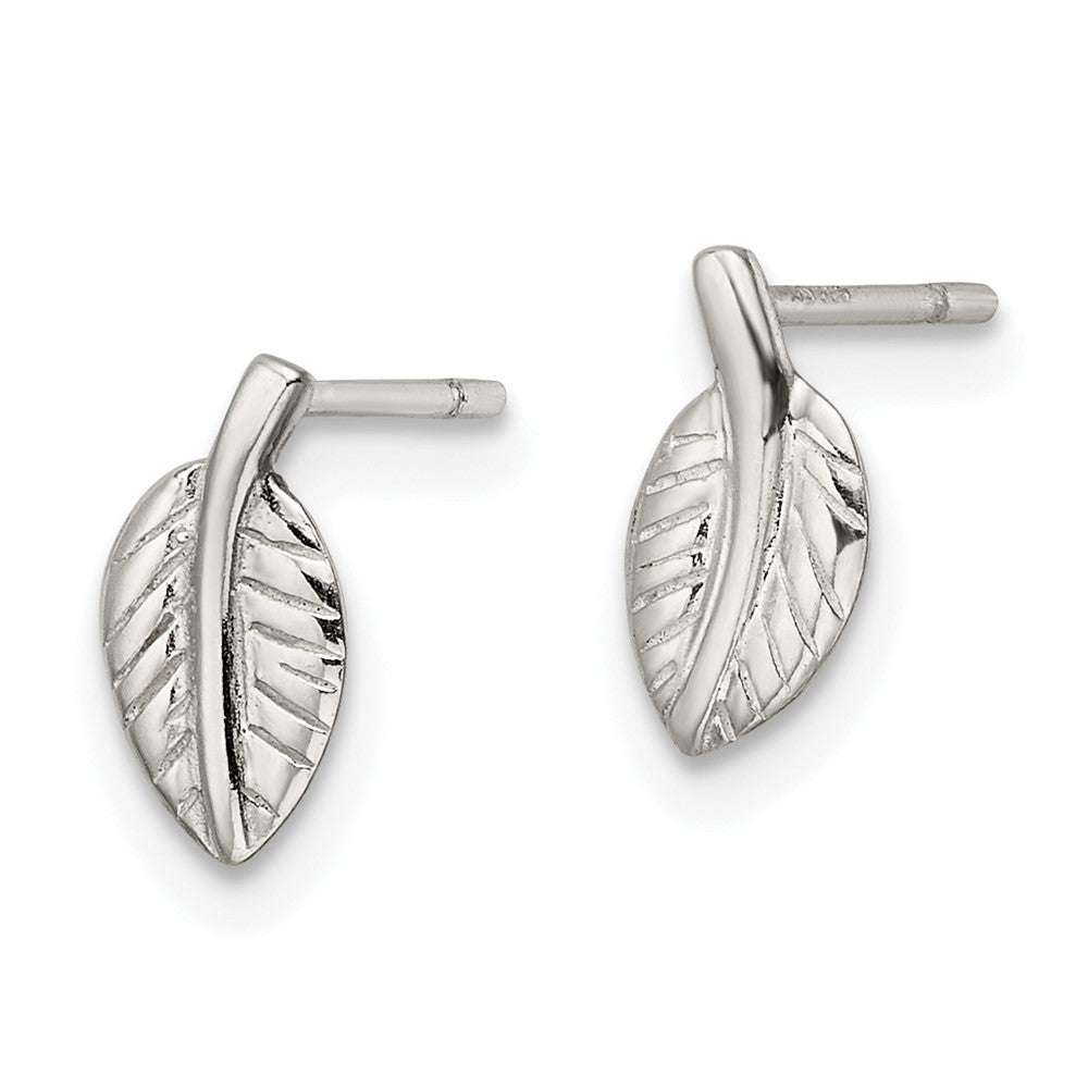 Sterlingsilber Poliert Winzig Blatt Ohrstecker