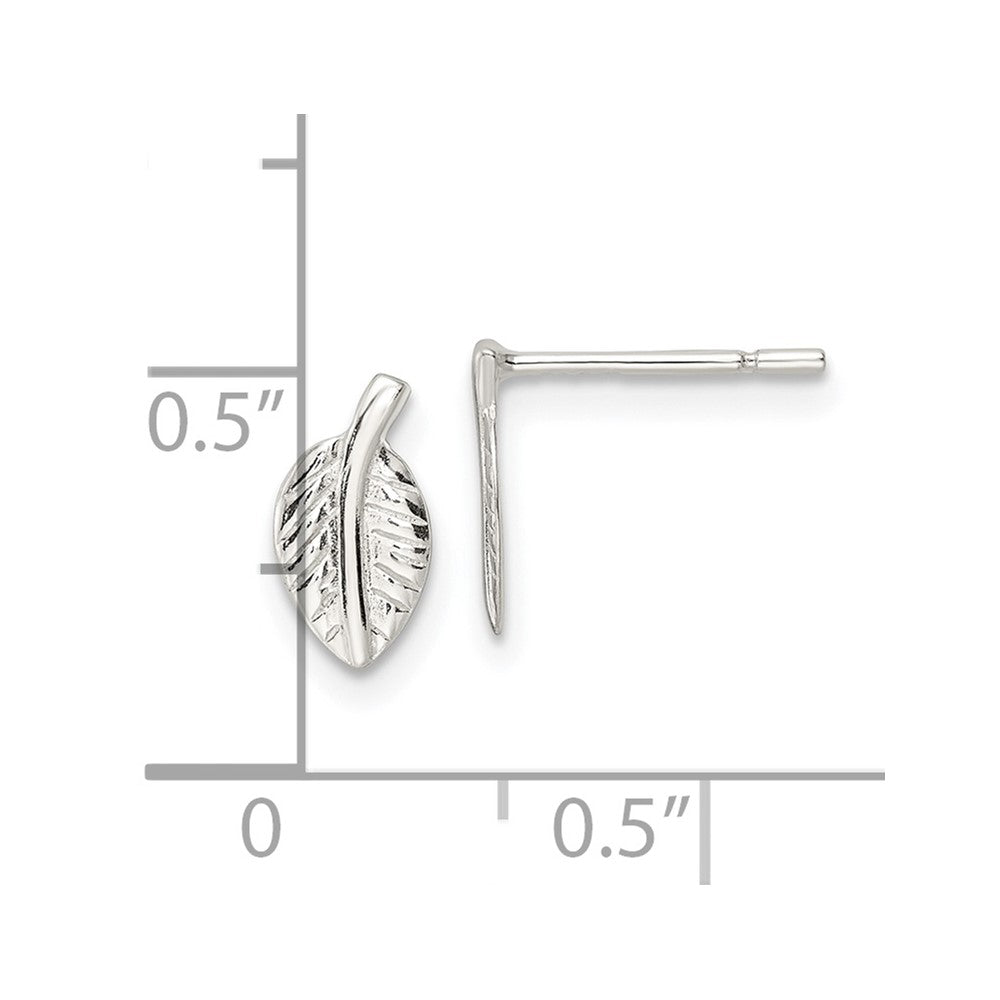 Sterlingsilber Poliert Winzig Blatt Ohrstecker