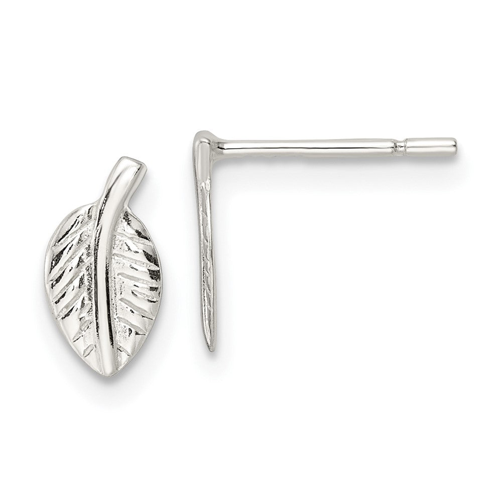 Sterlingsilber Poliert Winzig Blatt Ohrstecker