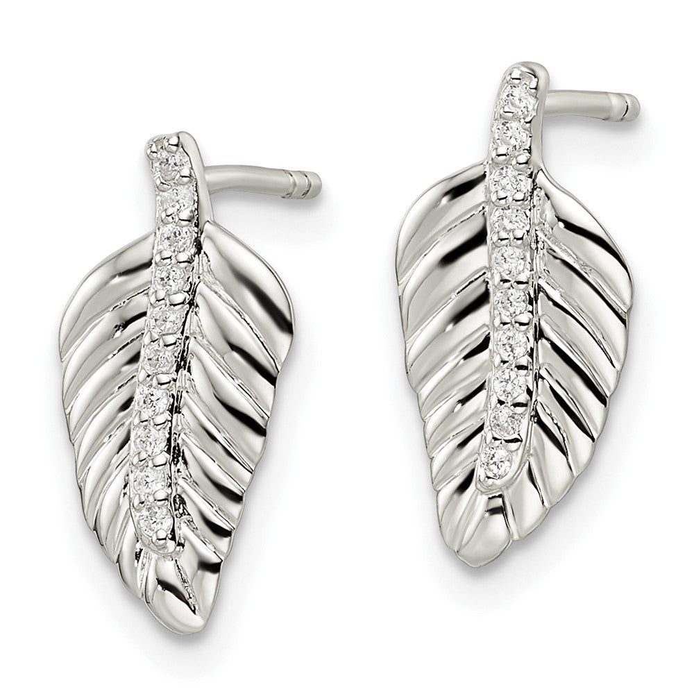 Sterlingsilber Zirkonia Blatt Ohrstecker