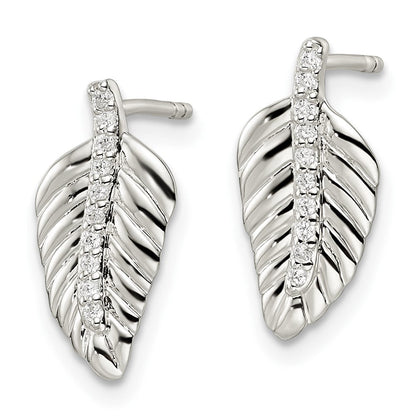 Sterlingsilber Zirkonia Blatt Ohrstecker