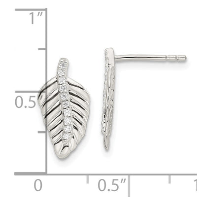 Sterlingsilber Zirkonia Blatt Ohrstecker