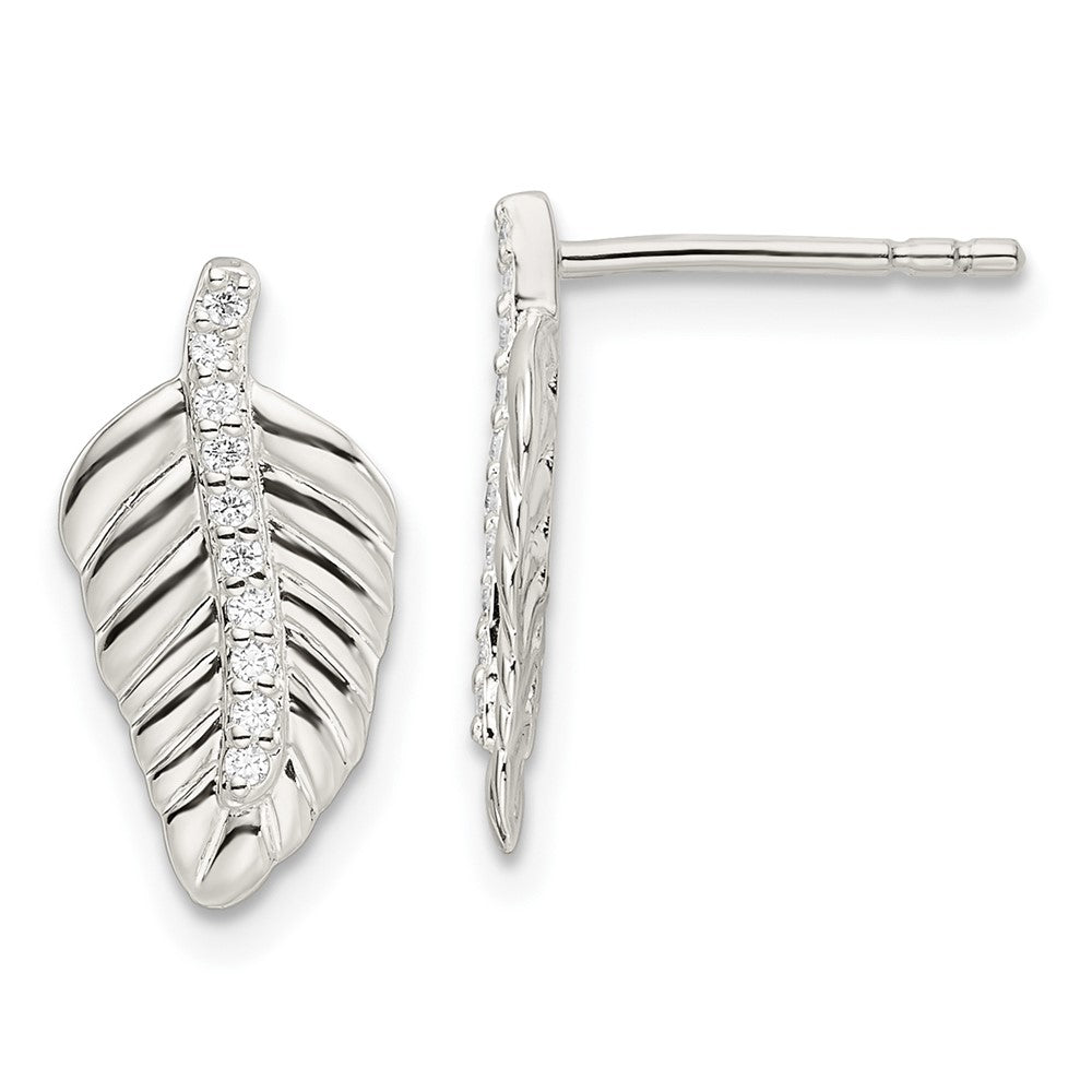 Sterlingsilber Zirkonia Blatt Ohrstecker