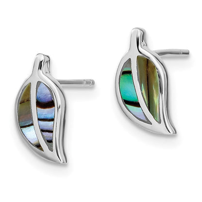 Sterlingsilber Rhodiniert Abalone Blatt Ohrstecker