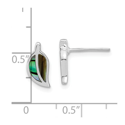 Sterlingsilber Rhodiniert Abalone Blatt Ohrstecker