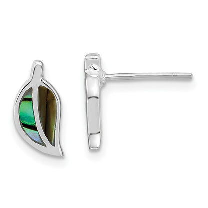 Sterlingsilber Rhodiniert Abalone Blatt Ohrstecker