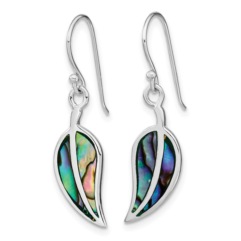 Sterlingsilber Rhodiniert Abalone Blatt Shephard Haken Ohrringe