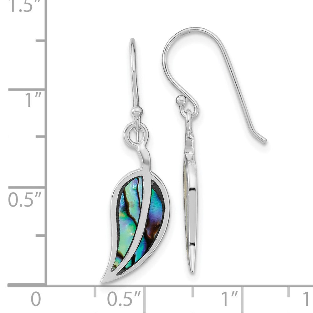 Sterlingsilber Rhodiniert Abalone Blatt Shephard Haken Ohrringe
