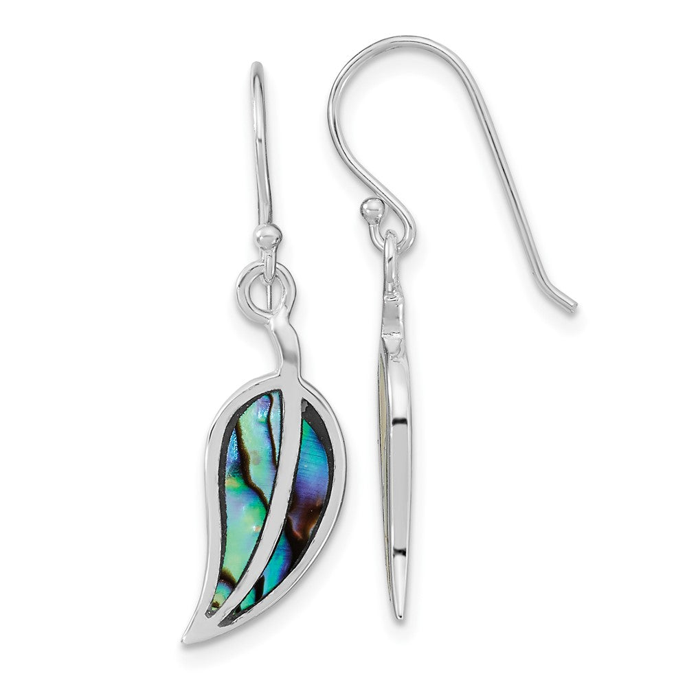 Sterlingsilber Rhodiniert Abalone Blatt Shephard Haken Ohrringe
