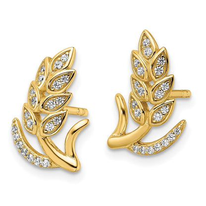 Sterlingsilber Zirkonia Goldfarben Weizen Blume Ohrringe