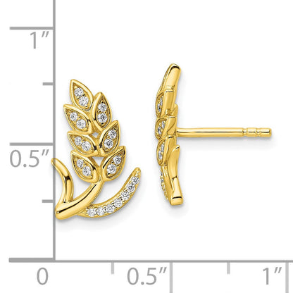 Sterlingsilber Zirkonia Goldfarben Weizen Blume Ohrringe