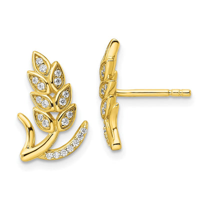 Sterlingsilber Zirkonia Goldfarben Weizen Blume Ohrringe