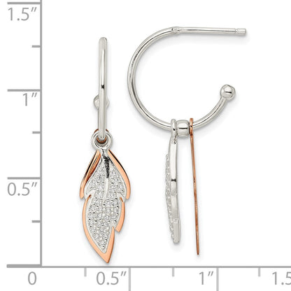 Sterlingsilber Roséfarben Leaves Zirkonia Creole Ohrstecker