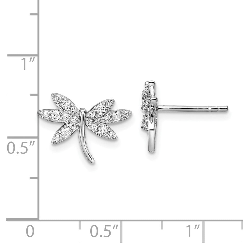 Sterlingsilber Rhodiniert Zirkonia Libelle Ohrstecker