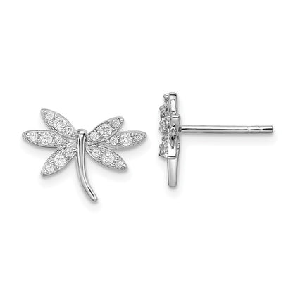Sterlingsilber Rhodiniert Zirkonia Libelle Ohrstecker