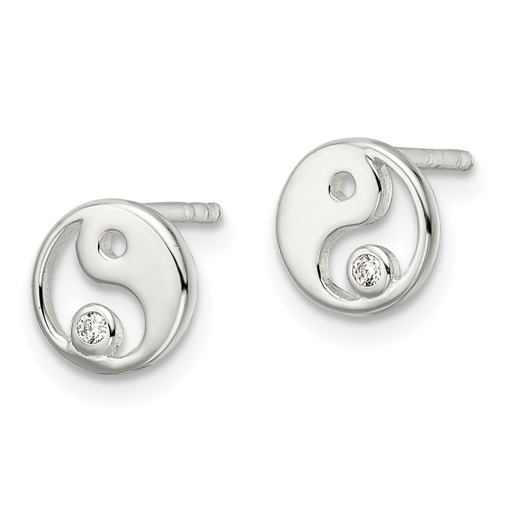 Sterlingsilber Poliert Zirkonia Yin Yang Ohrstecker