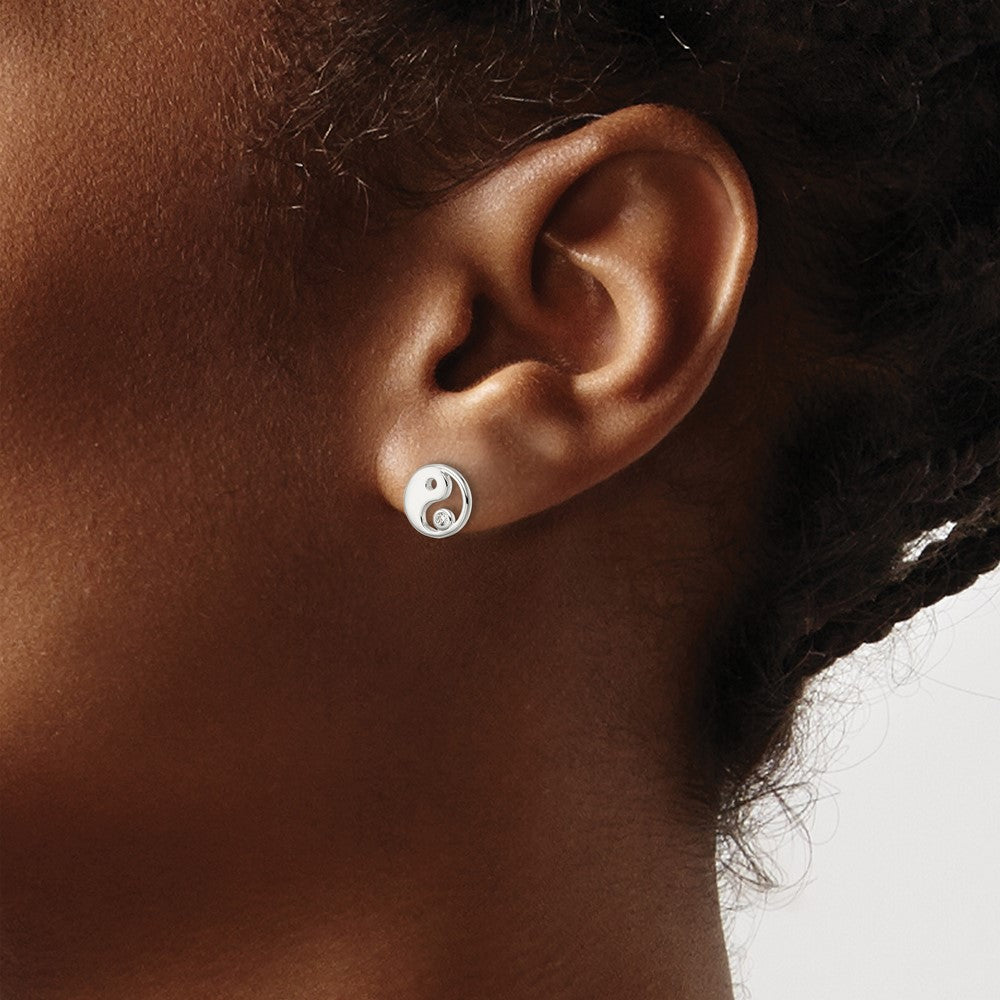 Sterlingsilber Poliert Zirkonia Yin Yang Ohrstecker