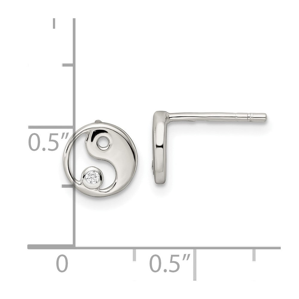 Sterlingsilber Poliert Zirkonia Yin Yang Ohrstecker