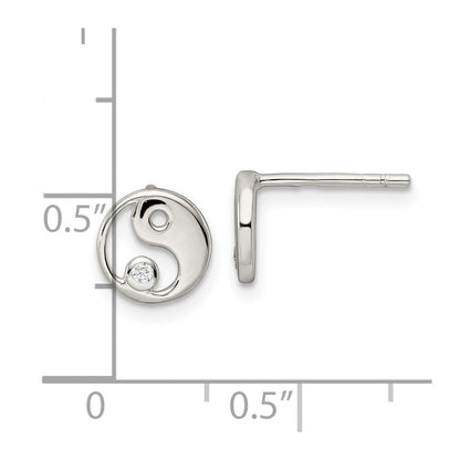 Sterlingsilber Poliert Zirkonia Yin Yang Ohrstecker