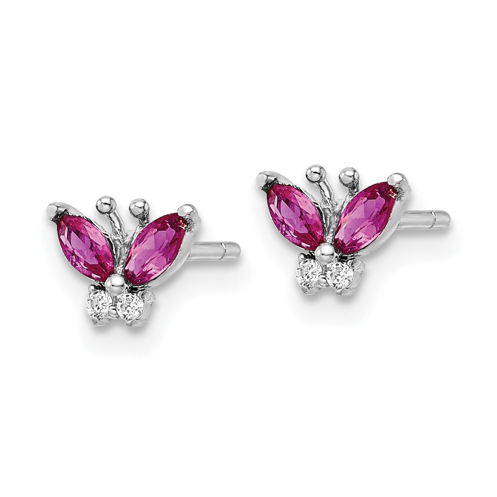 Sterlingsilber Rhodiniert Rot & Weiß Zirkonia Schmetterling Ohrstecker