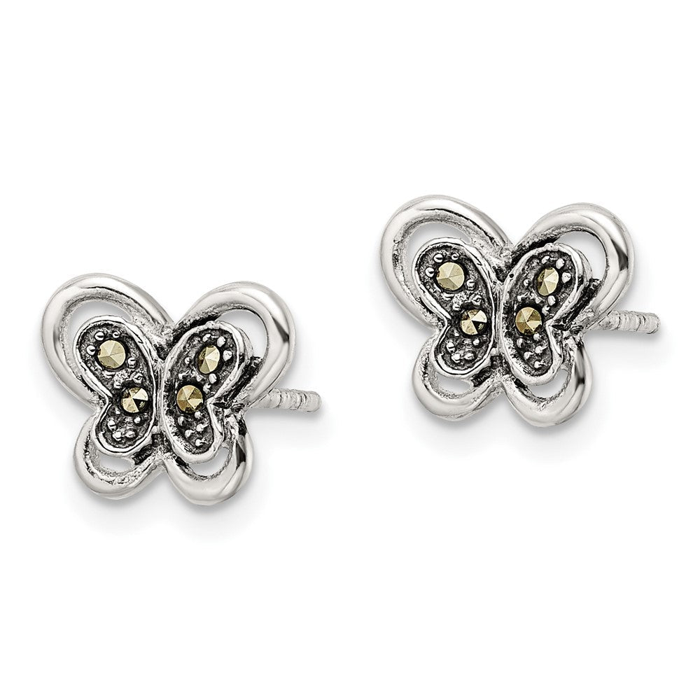 Sterlingsilber Antikisiert Markasit Schmetterling Ohrstecker