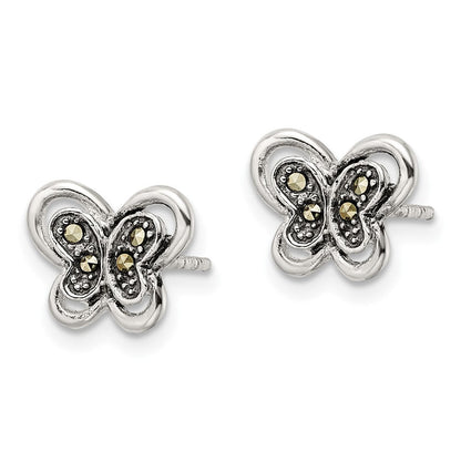 Sterlingsilber Antikisiert Markasit Schmetterling Ohrstecker