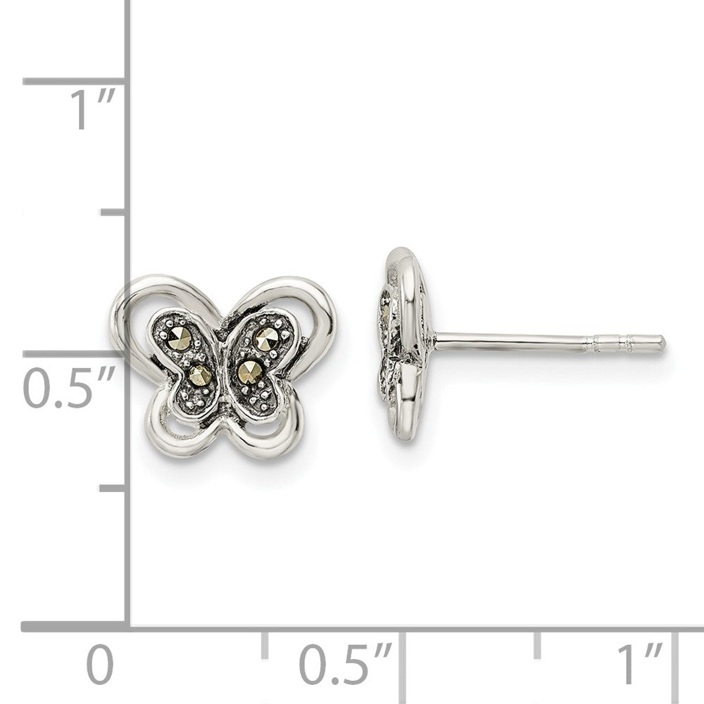 Sterlingsilber Antikisiert Markasit Schmetterling Ohrstecker
