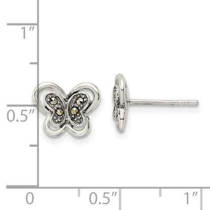 Sterlingsilber Antikisiert Markasit Schmetterling Ohrstecker