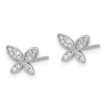 Sterlingsilber Rhodiniert Zirkonia Schmetterling Ohrstecker