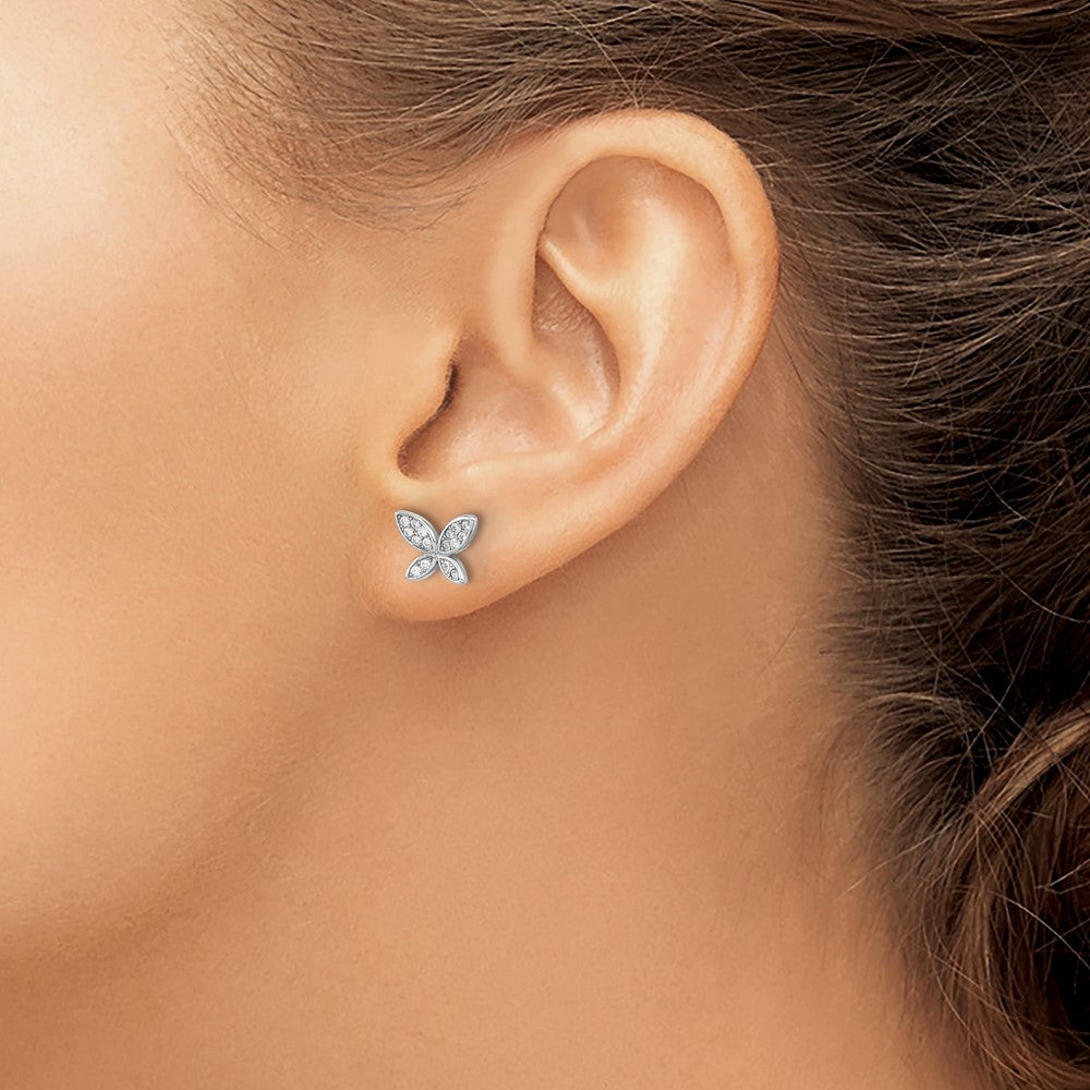 Sterlingsilber Rhodiniert Zirkonia Schmetterling Ohrstecker