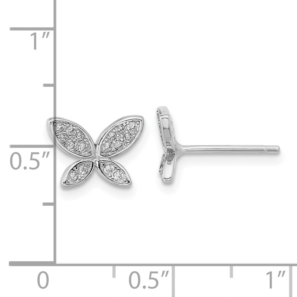 Sterlingsilber Rhodiniert Zirkonia Schmetterling Ohrstecker