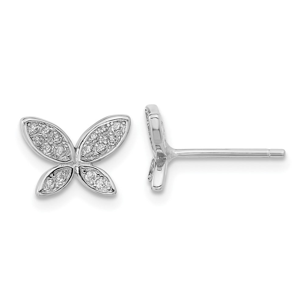 Sterlingsilber Rhodiniert Zirkonia Schmetterling Ohrstecker