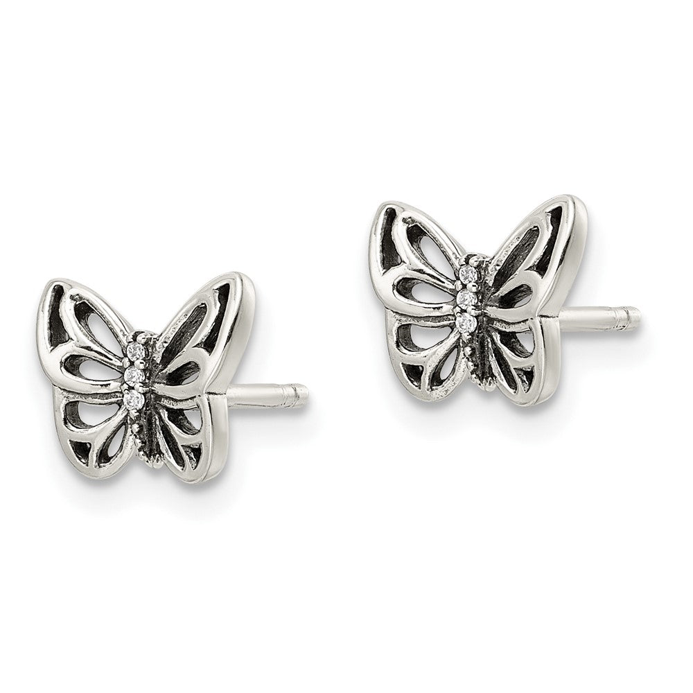 Sterlingsilber Antikisiert Zirkonia Schmetterling Ohrstecker