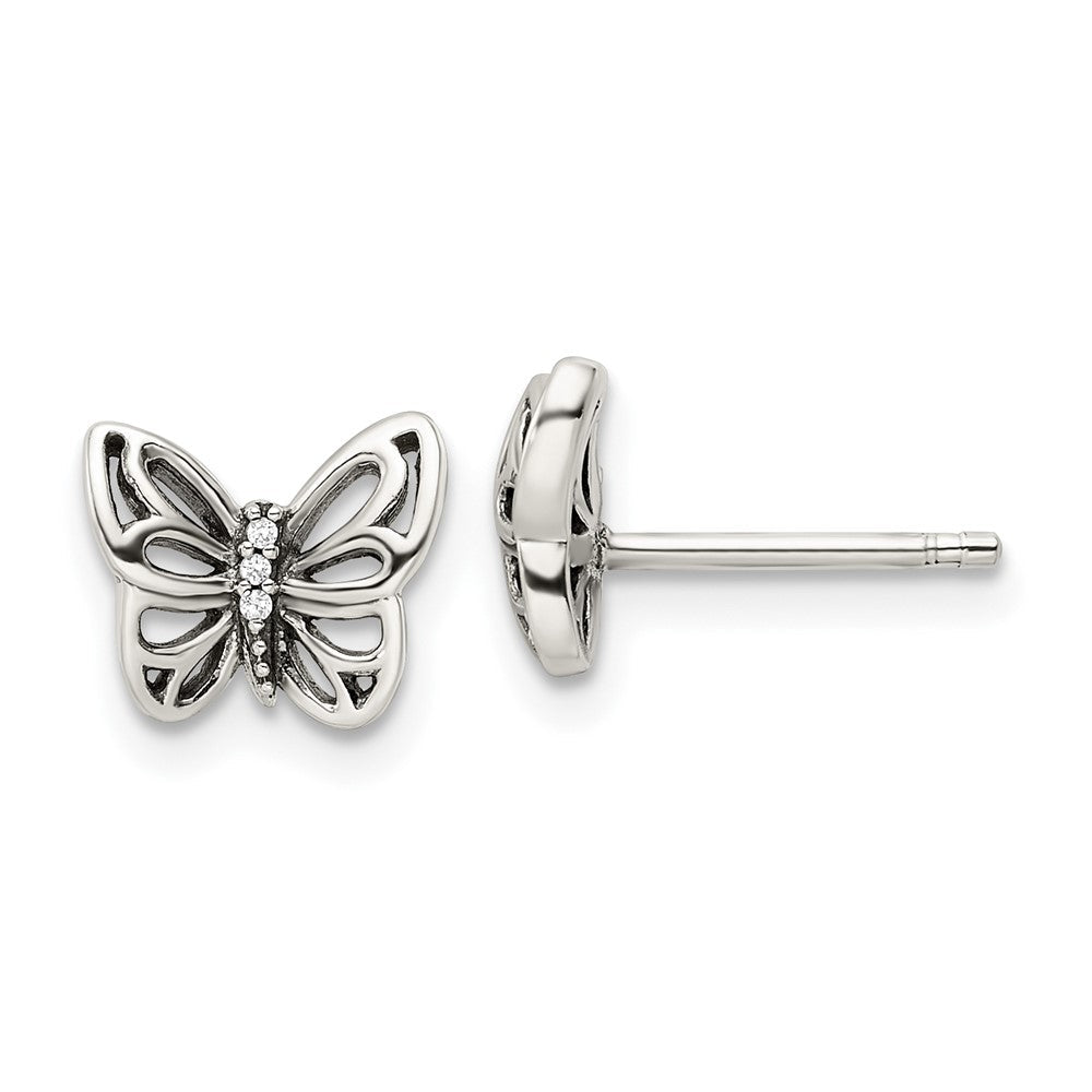 Sterlingsilber Antikisiert Zirkonia Schmetterling Ohrstecker