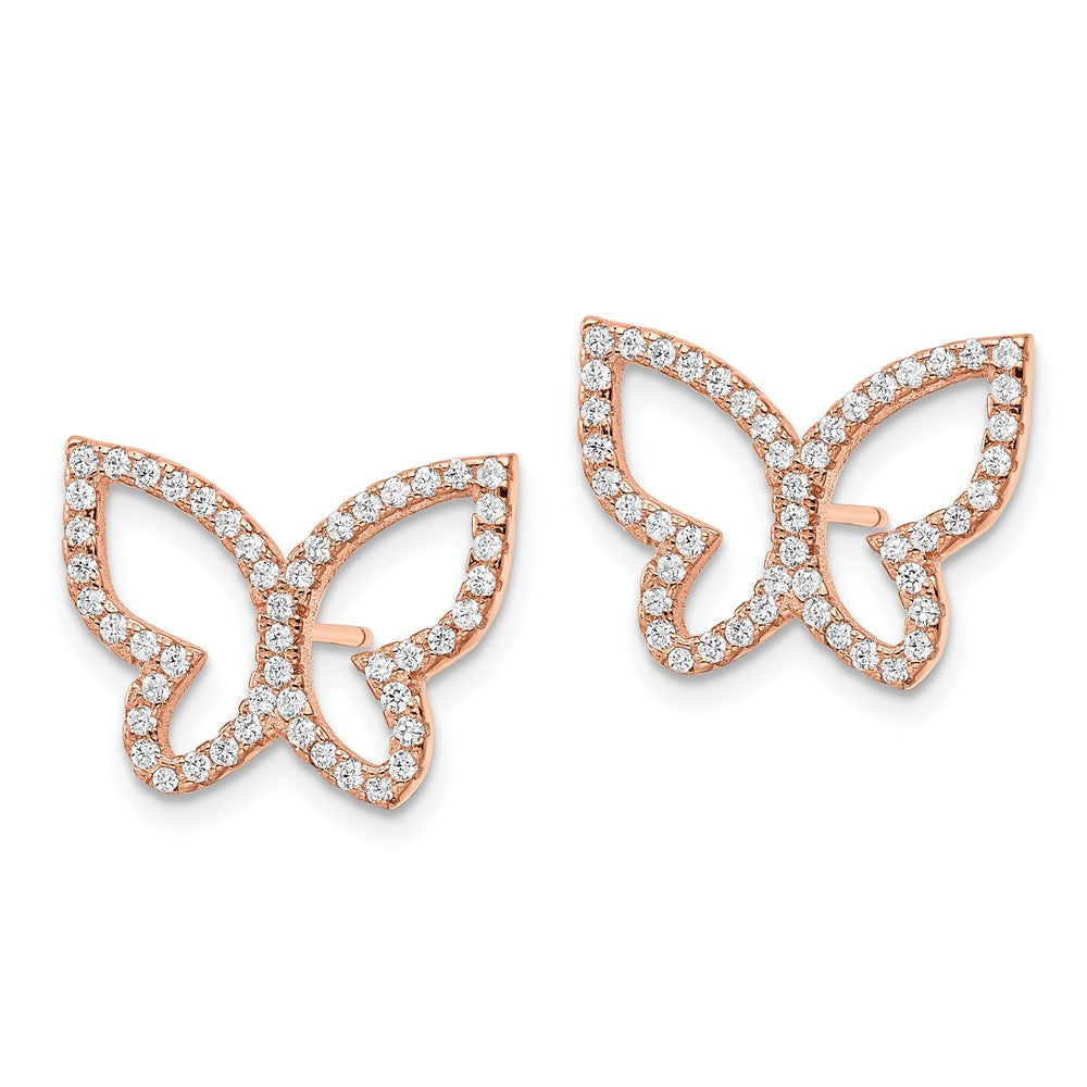 Sterlingsilber Roséfarben Zirkonia Offen Schmetterling Ohrstecker