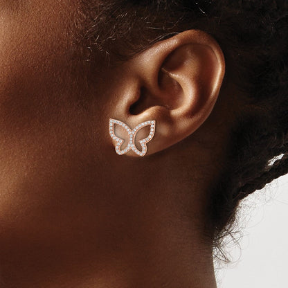 Sterlingsilber Roséfarben Zirkonia Offen Schmetterling Ohrstecker