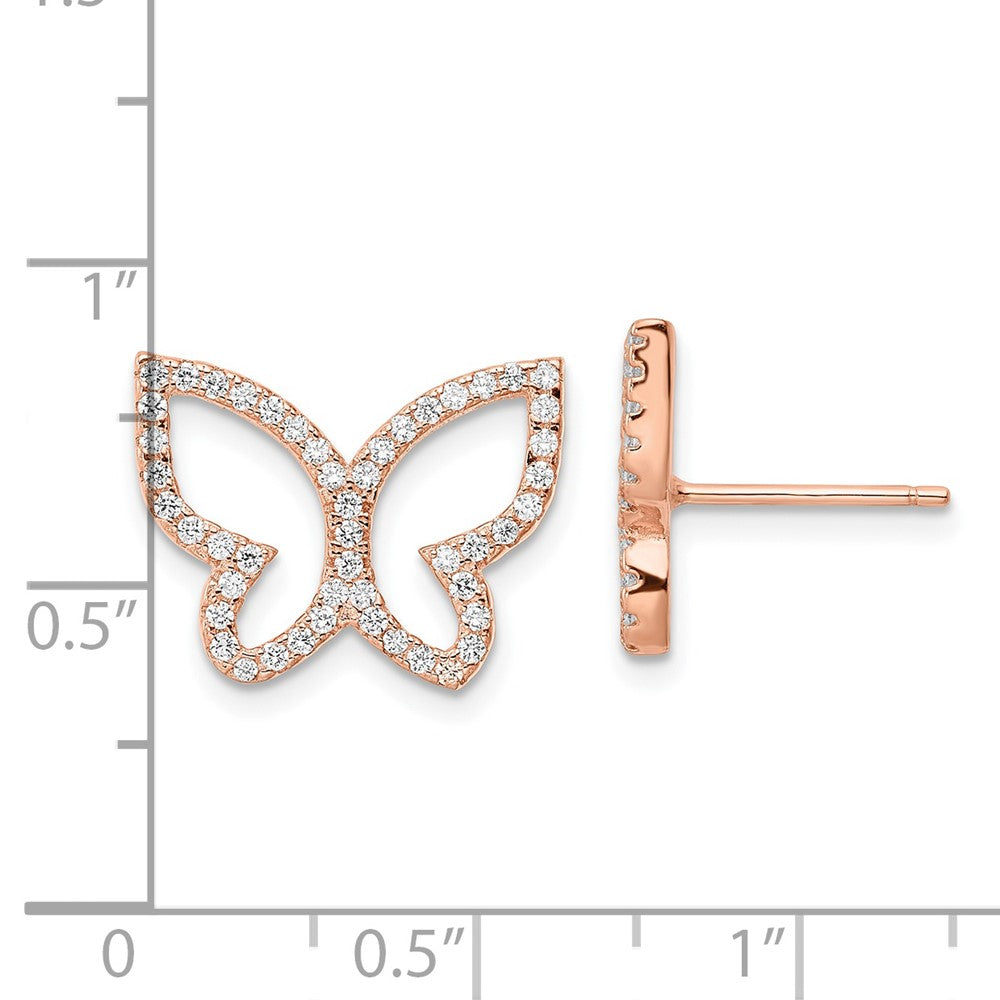 Sterlingsilber Roséfarben Zirkonia Offen Schmetterling Ohrstecker