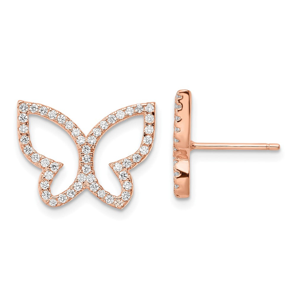 Sterlingsilber Roséfarben Zirkonia Offen Schmetterling Ohrstecker